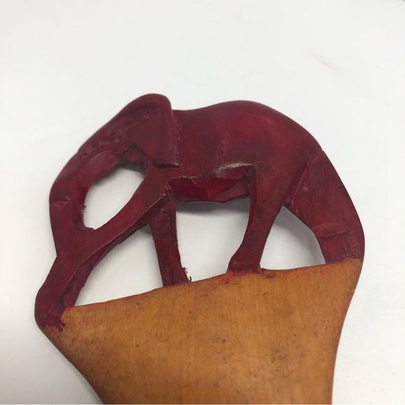 VTG African Hand Carved Wooden Elephant Trunk Down Salad Fork And Spoon - Picture 13 of 14
